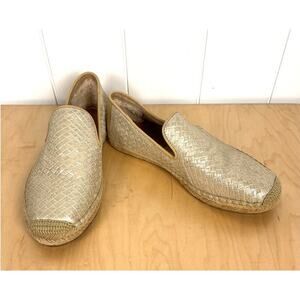 UGG Women's‎ Sandrinne Metallic Basket Weave Leather Gold Espadrille Size 5